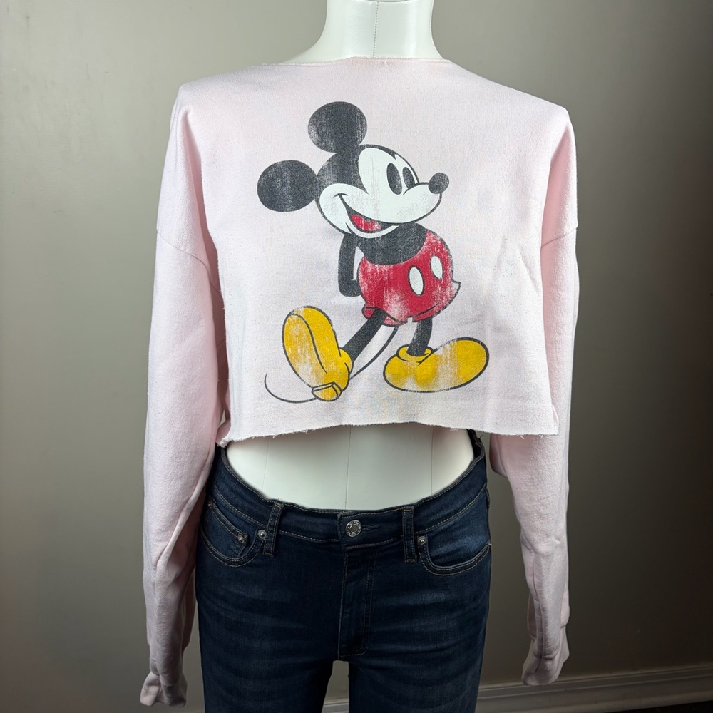 Disney World vintage retro Y2K cropped Pink Fleece Sweatshirt